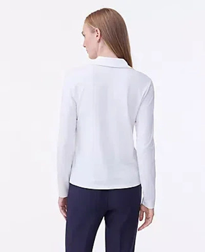 Ann Taylor Split Neck Button Down Shirt In White