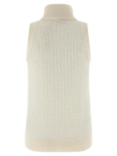 Peserico Turtleneck Sleeveless Knit Sweater Design In Neutral