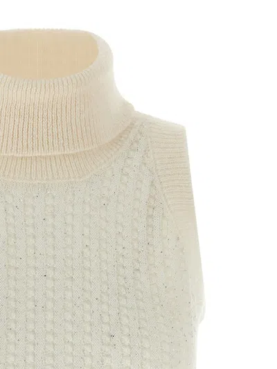 Peserico Turtleneck Sleeveless Knit Sweater Design In Neutral