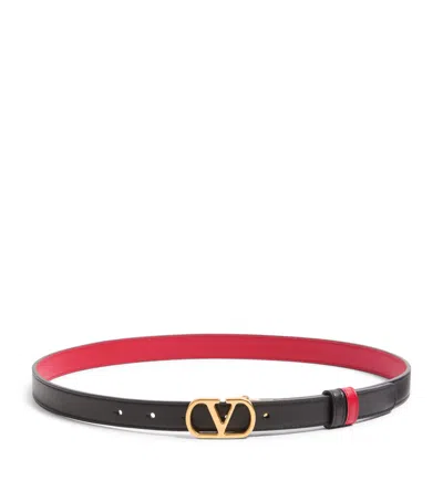 Valentino Designer Leather Belt Reversible Adjustable Length In Black