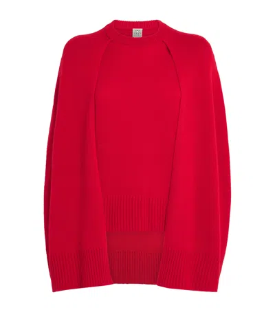 Totême Cashmere Crew Neck Knit Jumper Long Sleeves In Red