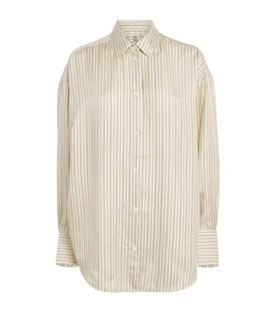 Totême Toteme Oversize Stripe Silk Button-up Shirt In Neutral