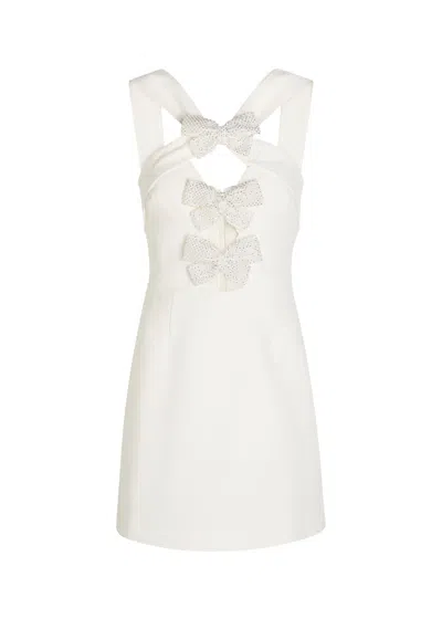 Rebecca Vallance Hermoine Bow-embellished Crepe Mini Dress In White