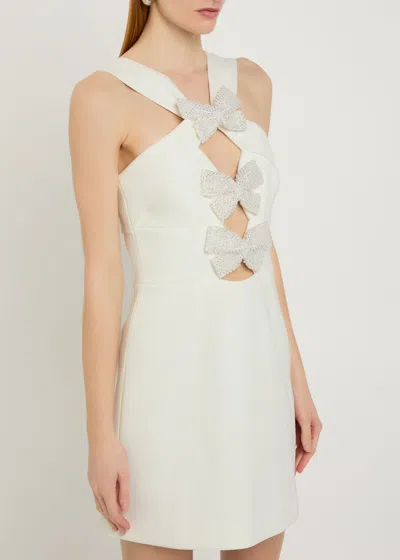Rebecca Vallance Hermoine Bow-embellished Crepe Mini Dress In White