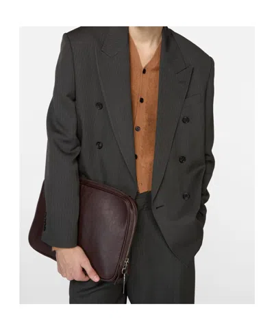 Acne Studios Double-breasted Pinstripe Jacket In Gray