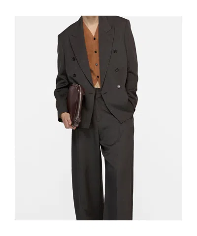 Acne Studios Double-breasted Pinstripe Jacket In Gray