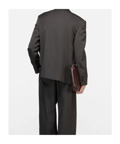 Acne Studios Double-breasted Pinstripe Jacket In Gray