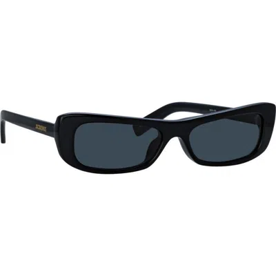 Jacquemus Capri Rectangle Frame Sunglasses In Black