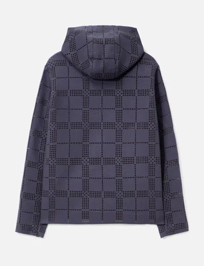 Makhmadim Khakilaser Perforated Check Wool Jacket In Blue