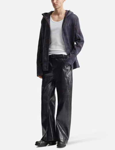 Makhmadim Khakilaser Perforated Check Wool Jacket In Blue