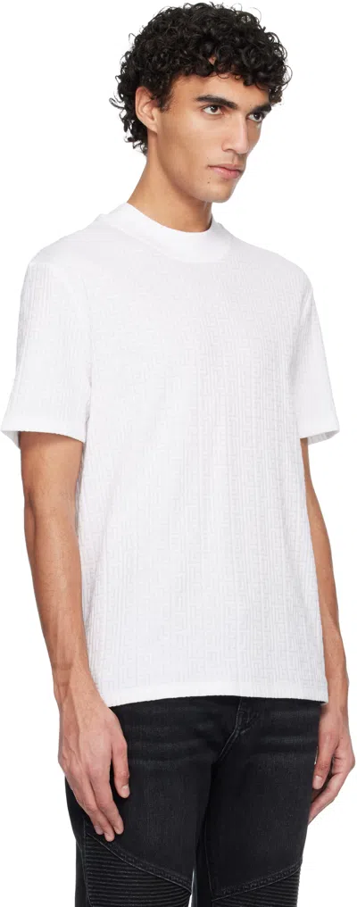 Balmain Cotton-blend Monogram T-shirt In White