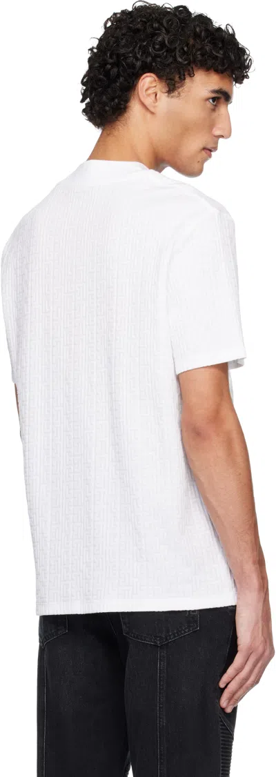 Balmain Cotton-blend Monogram T-shirt In White