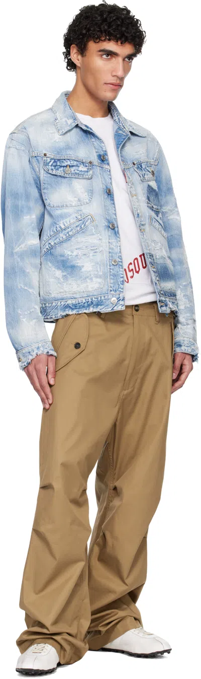 Dsquared2 Distressed Denim Jacket In Blue
