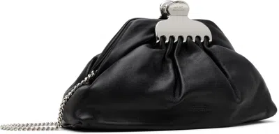 Marc Jacobs Claw Clip Small Black Clutch With Chain Strap And Clasp Detail In Leather Woman