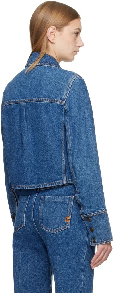 Balmain Dark Denim Jacket Bleu Jean Dark In Blue