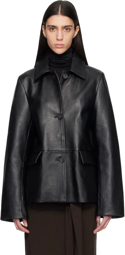 Totême Paneled Textured-leather Jacket In Black