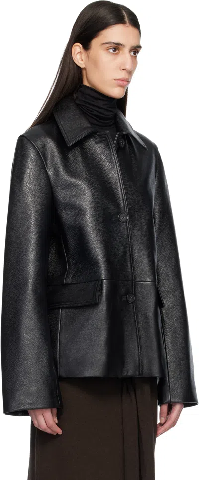Totême Paneled Textured-leather Jacket In Black