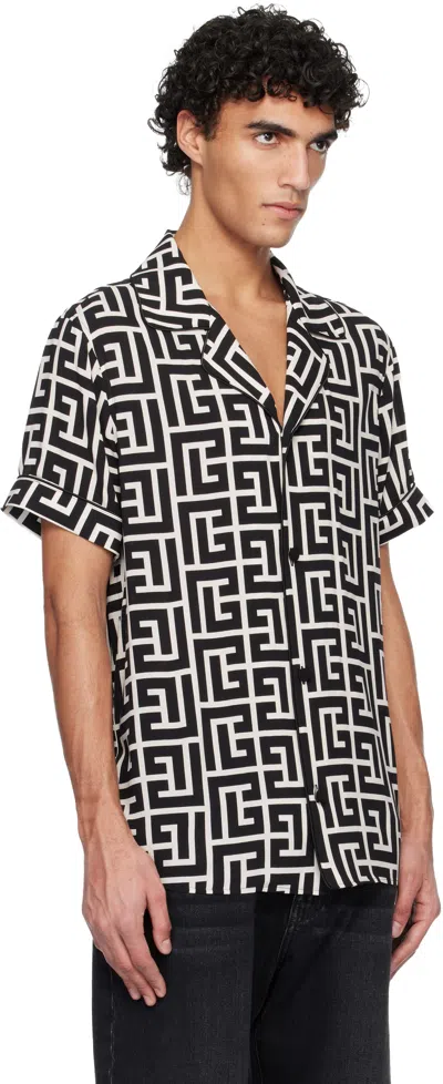 Balmain ブラック＆ホワイト Pyjama Monogrammed プリントシャツ In Multi