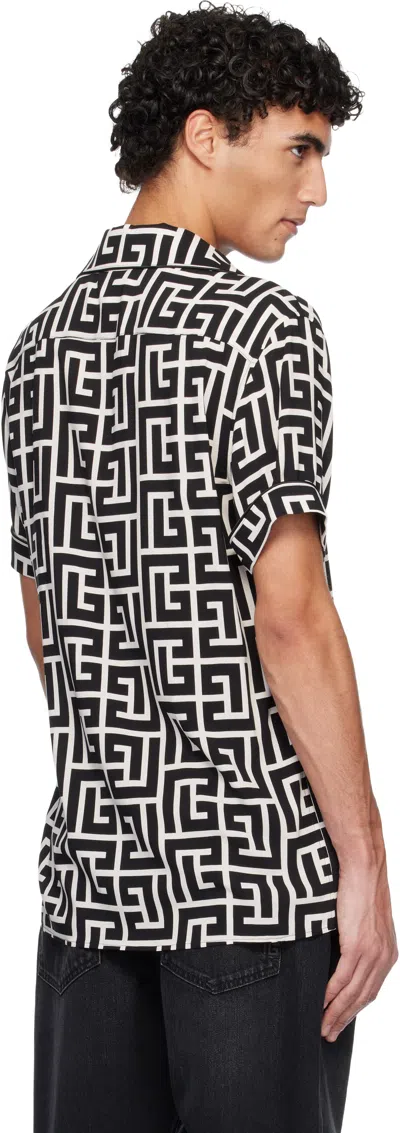 Balmain ブラック＆ホワイト Pyjama Monogrammed プリントシャツ In Multi