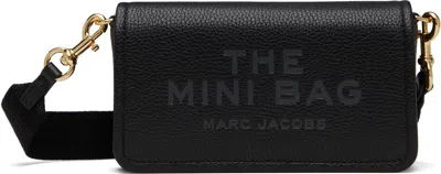 Marc Jacobs Mini Black Crossbody Bag With Engraved Logo In Hammered Leather Woman In Black