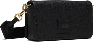Marc Jacobs Mini Black Crossbody Bag With Engraved Logo In Hammered Leather Woman In Black