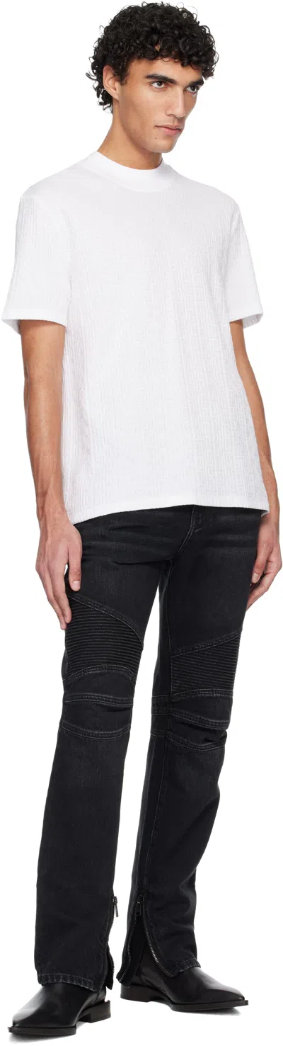Balmain Regular Biker Denim Pants In Black