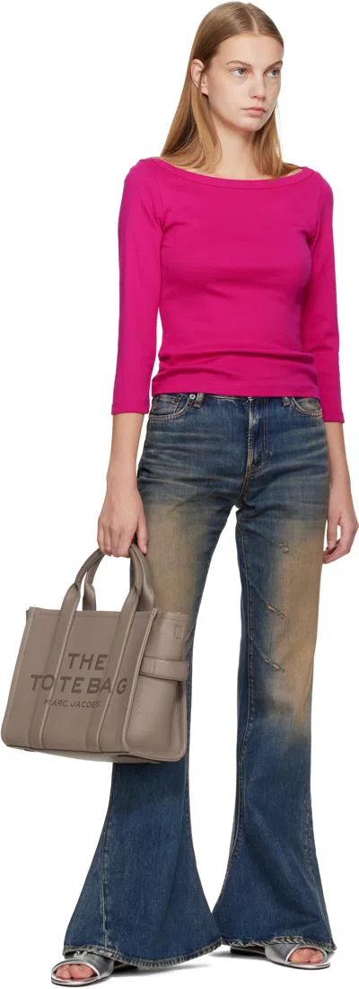 Marc Jacobs Womens Cement The Medium Tote Leather Bag In Gray