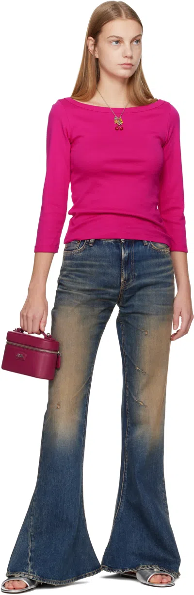 Marc Jacobs The Vanity Bag Pink Crossbody Bag With Removable Shoulder Strap And Logo Lettering On The Front In L In Purple