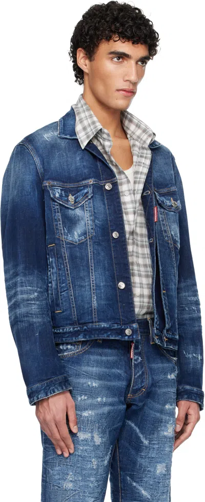 Dsquared2 Navy Double Front Denim Jacket In Blue