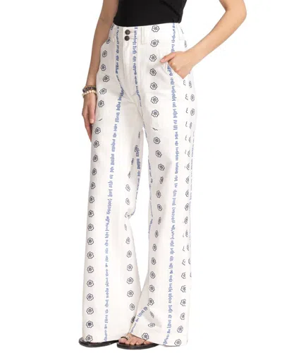 Johnny Was The Wide Leg Trouser In White In Yellow