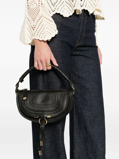 Chloé Mini Marcie Shoulder Bag In Soft Leather In Gray