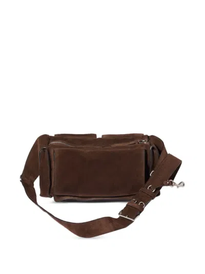 Miu Miu Suede Utilitaire Crossbody Bag Adjustable Strap In Brown