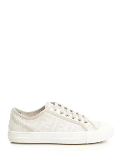 Fendi Domino Tessuto Jacquard Ff Sneakers Beige In Neutral