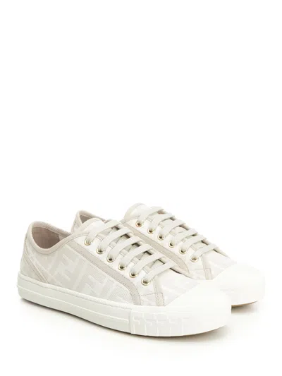 Fendi Domino Tessuto Jacquard Ff Sneakers Beige In Neutral