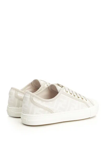 Fendi Domino Tessuto Jacquard Ff Sneakers Beige In Neutral