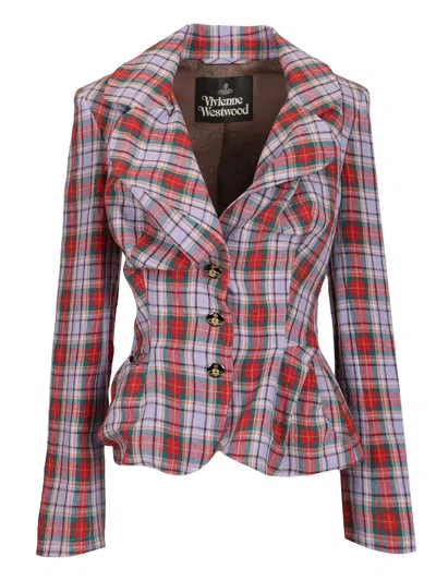 Vivienne Westwood Mens Multi Drunken Check Linen Jacket In Black