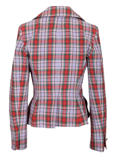 Vivienne Westwood Mens Multi Drunken Check Linen Jacket In Black