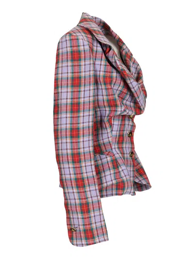 Vivienne Westwood Mens Multi Drunken Check Linen Jacket In Black