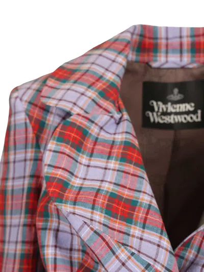 Vivienne Westwood Mens Multi Drunken Check Linen Jacket In Black