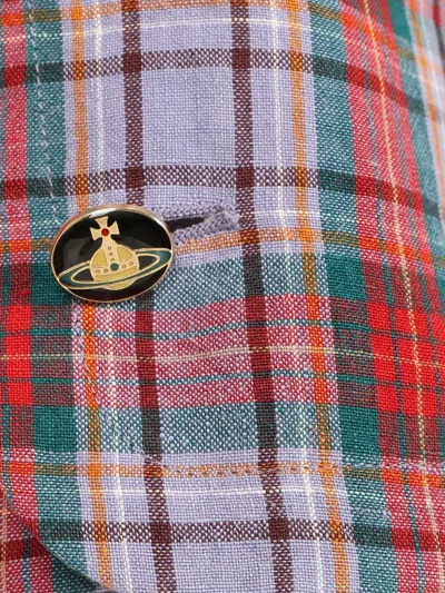 Vivienne Westwood Mens Multi Drunken Check Linen Jacket In Black