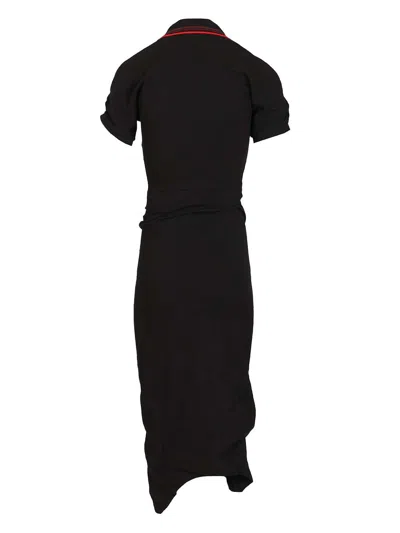 Vivienne Westwood Ruched Polo Dress Asymmetric Hem Keyhole In Black