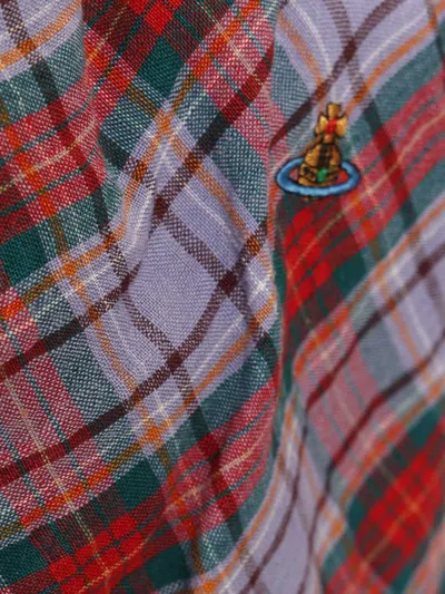 Vivienne Westwood Puppy Tartan Linen And Mesh Bustier Top In Multi