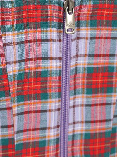 Vivienne Westwood Puppy Tartan Linen And Mesh Bustier Top In Multi