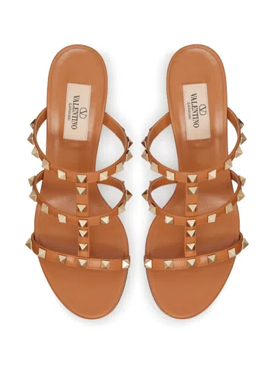 Valentino Garavani Valentino Rockstud Caged 60 Leather Sandal In Brown