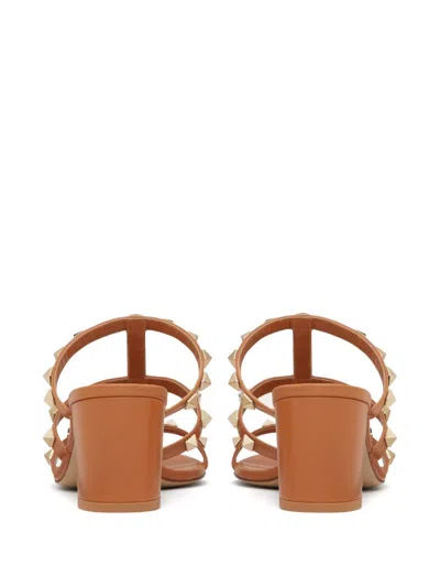 Valentino Garavani Valentino Rockstud Caged 60 Leather Sandal In Brown