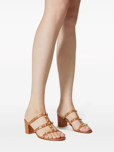 Valentino Garavani Valentino Rockstud Caged 60 Leather Sandal In Brown