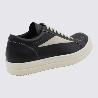 Rick Owens Women Black Low Top Sneakers With Contrasting Stitching In Leather Woman In Black