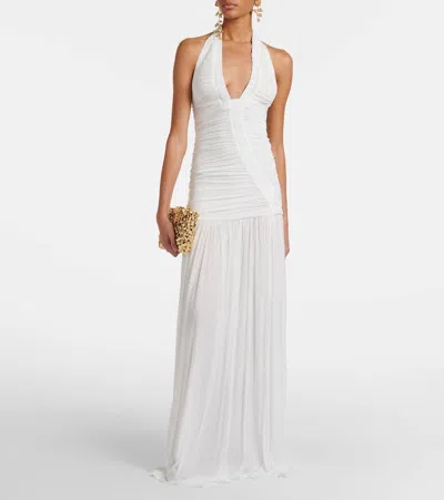 Christopher Esber Bridal Orion Ruched Halterneck Gown In Brown