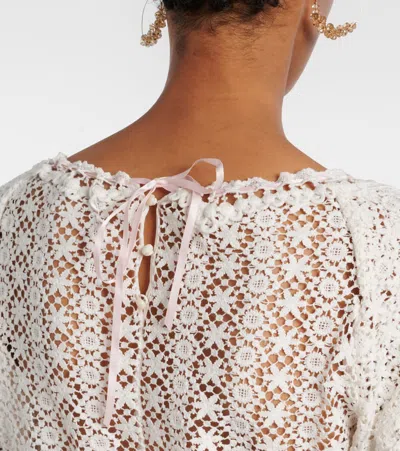 Isabel Marant Hyliana Knit Cotton Lace Top In White