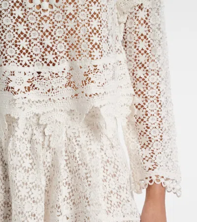 Isabel Marant Hyliana Knit Cotton Lace Top In White